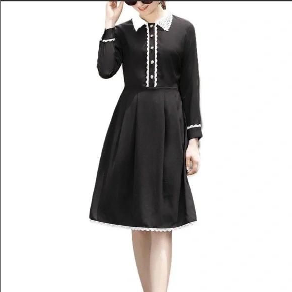 chinese dress ladies Self-Portrait - Burgundy Lace Collared Midi Dress